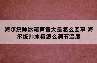 海尔统帅冰箱声音大是怎么回事 海尔统帅冰箱怎么调节温度